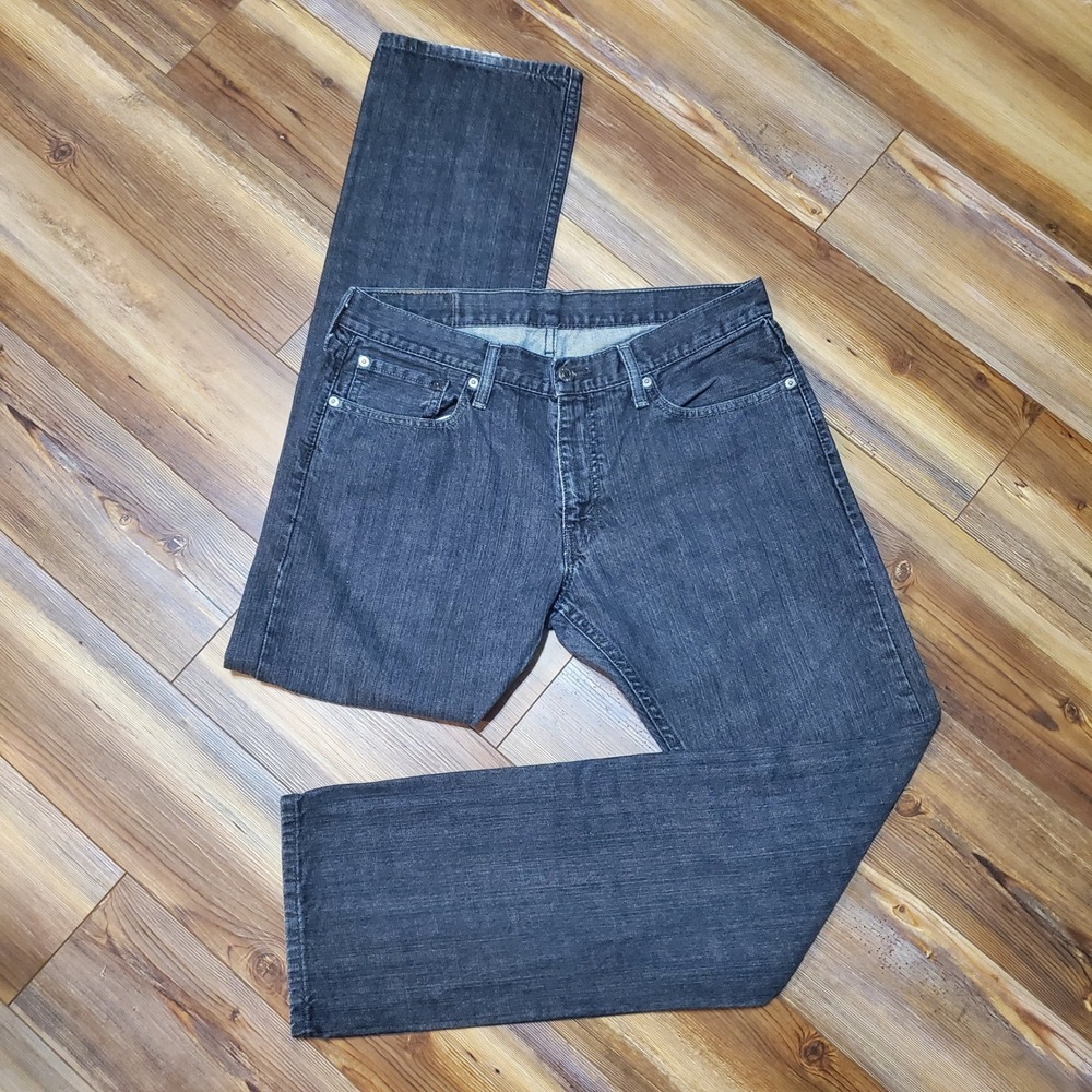 Levis 514 Classic Straight Fit Jeans Mens 34x34 Faded Black Denim Cotton
